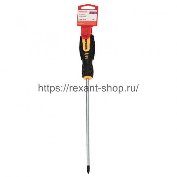 Фотография товара 'Rexant Отвертка крестовая PH 2х200 мм, двухкомпонентная рукоятка, 12-6409'