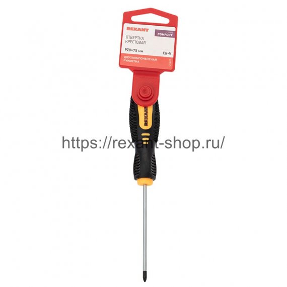 Фотография товара 'Rexant Отвертка крестовая PZ 0х75 мм, двухкомпонентная рукоятка, 12-6413'