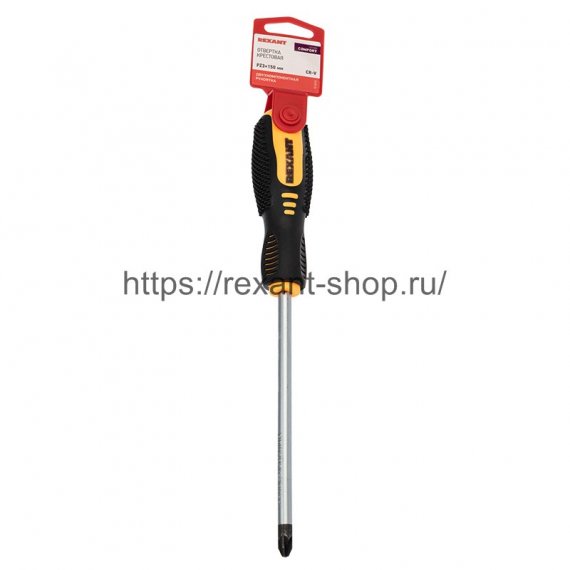 Фотография товара 'Rexant Отвертка крестовая PZ 3х150 мм, двухкомпонентная рукоятка, 12-6416'