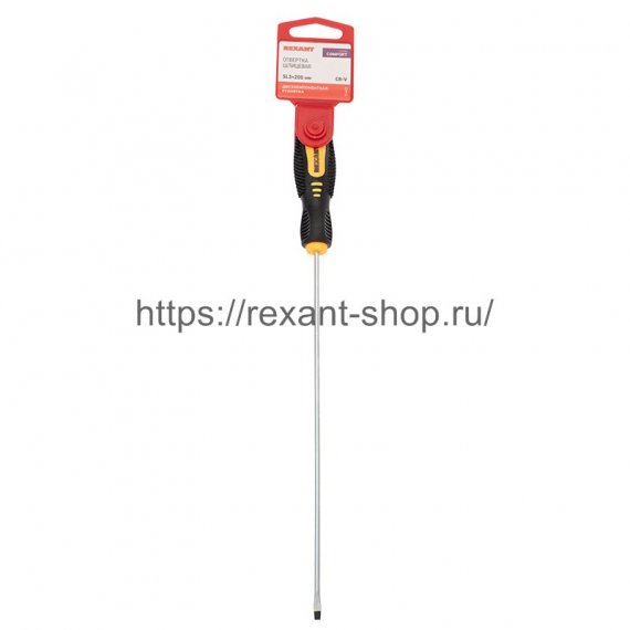 Фотография товара 'Rexant Отвертка шлицевая SL 3х200 мм, двухкомпонентная рукоятка, 12-6423'