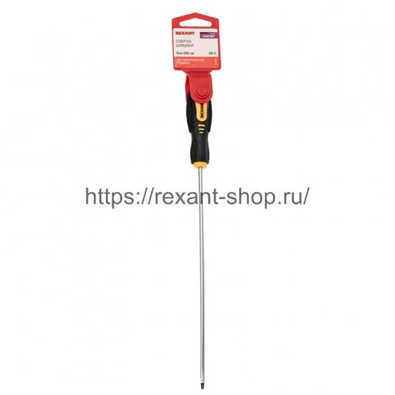 Фотография товара 'Rexant Отвертка шлицевая SL 4х200 мм, двухкомпонентная рукоятка, 12-6426'
