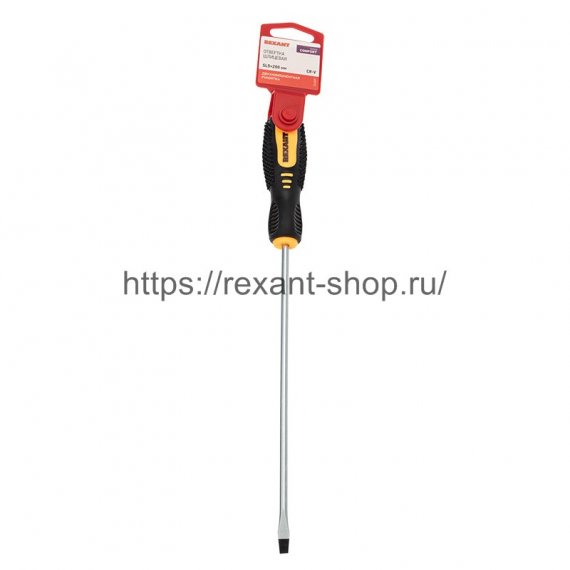 Фотография товара 'Rexant Отвертка шлицевая SL 5х200 мм, двухкомпонентная рукоятка, 12-6429'