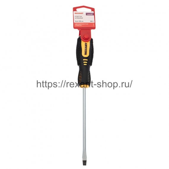 Фотография товара 'Rexant Отвертка шлицевая SL 6х150 мм, двухкомпонентная рукоятка, 12-6431'