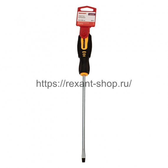 Фотография товара 'Rexant Отвертка шлицевая SL 6х200 мм, двухкомпонентная рукоятка, 12-6432'
