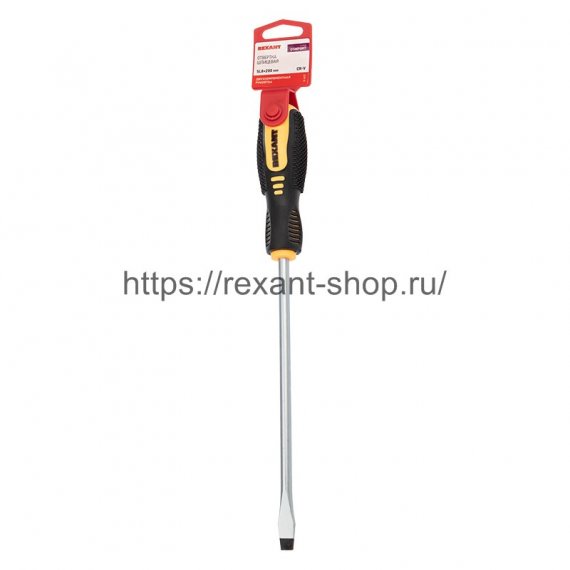 Фотография товара 'Rexant Отвертка шлицевая SL 8х200 мм, двухкомпонентная рукоятка, 12-6433'