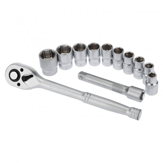 Фотография товара 'Rexant Набор торцевых головок 1/2, головки 10-24 мм, с трещоточным ключом, 12 предметов, 12-8301'