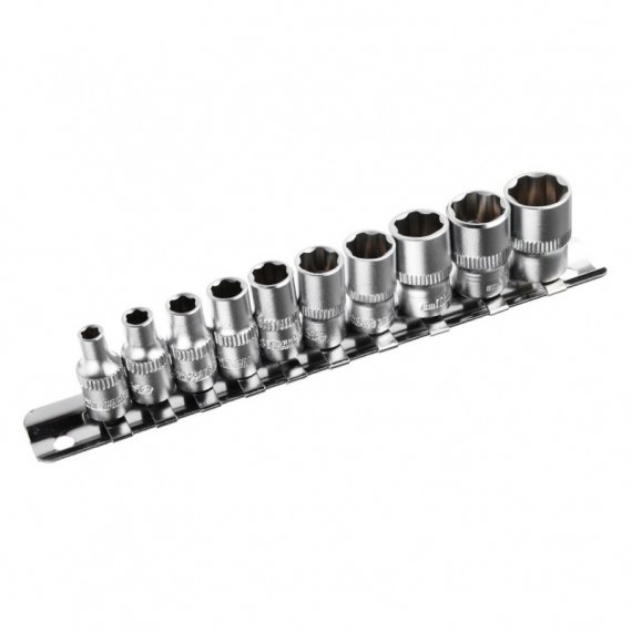 Фотография товара 'Rexant Набор универсальных торцевых головок 1/4, двенадцатигранные, CrV, 12-8314'