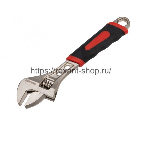 Фотография товара 'Rexant Разводной ключ REXANT 200 мм никелированный, двухкомпонентная рукоятка, 12-4673'