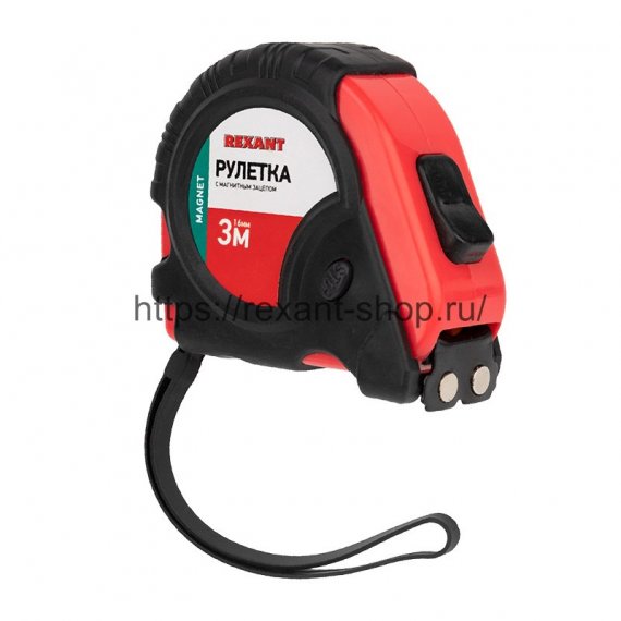 Фотография товара 'Rexant Рулетка измерительная «Профи» прорезиненный корпус, магнитная REXANT, 3 м х 16 мм, 12-9012'
