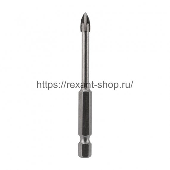 Фотография товара 'Rexant Сверло по стеклу и керамике 5 мм 4 грани шестигранный хвостовик, 91-0648'