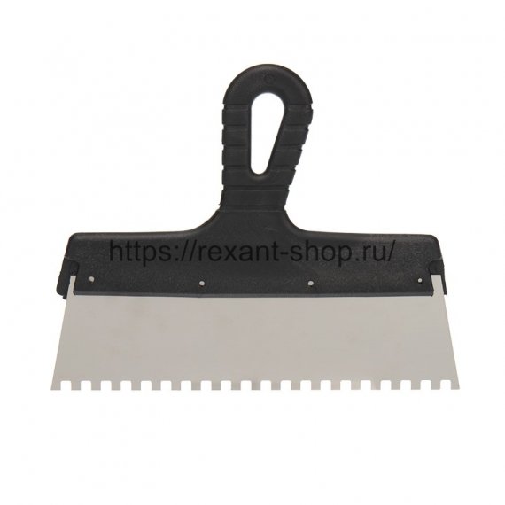 Фотография товара 'Rexant Шпатель фасадный REXANT 250 мм зуб 6х6 нержавеющая сталь, пластмассовая ручка, 89-0223'