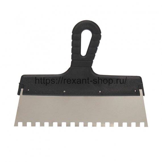 Фотография товара 'Rexant Шпатель фасадный REXANT 250 мм зуб 8х8 нержавеющая сталь, пластмассовая ручка, 89-0228'