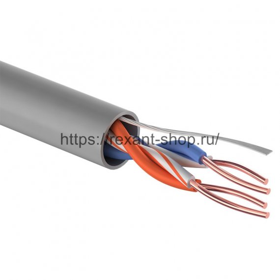 Фотография товара 'Rexant Кабель витая пара Caplex UTP 2PR 24AWG, CAT5e, бухта 500 м, 01-0023-500'