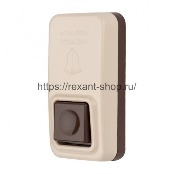 Фотография товара 'Rexant Кнопка для проводного звонка, пластик, 220 В, 924-055'