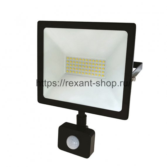 Фотография товара 'Rexant Прожектор светодиодный с датчиком движения 50 Вт 200–260В IP44 4000 лм 6500 K, 605-009'