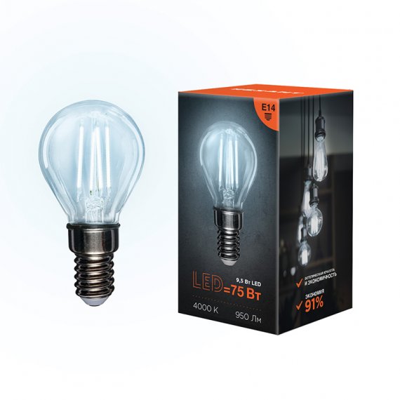 Фотография товара 'Rexant Лампа филаментная Шарик GL45 9.5 Вт 950 Лм 4000K E14, 604-130'